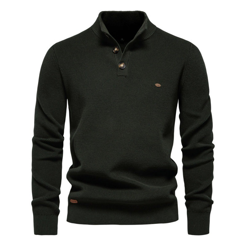 Højhalset Business Sweater til Mænd i Høj Kvalitet Ensfarvet Casual Sweater