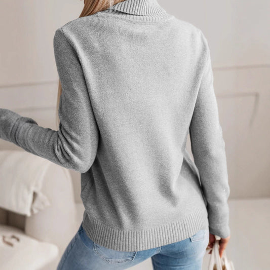 Elegant Lapel Slim Fit Solid Color Pullover Sweater