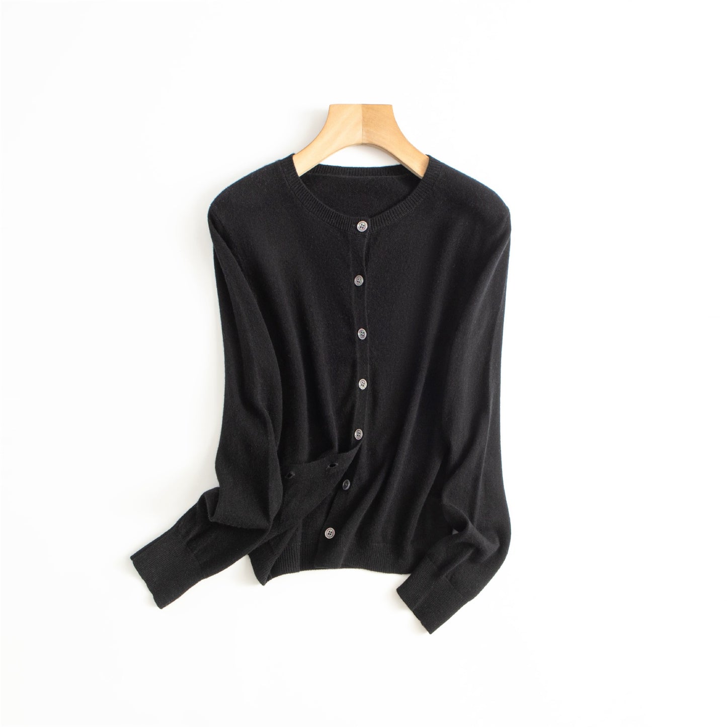 Spring Round Neck Knitted Cardigan Women's Thin Long Sleeve Sweater Coat