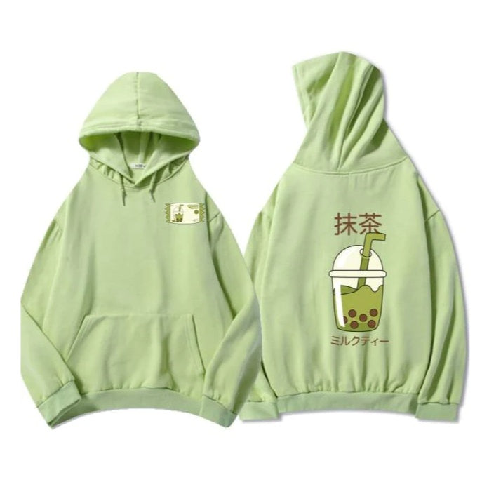 Match Boba Milk Tea Duplex Printing Blød Hættetrøje