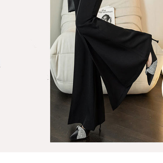 High-waisted Slim Drooping Split Flared Pants