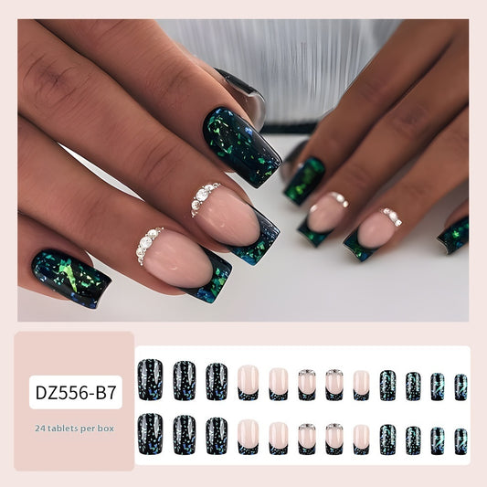 Emerald French Entry Lux Nail Patch Sweet Cool Diamond European Square