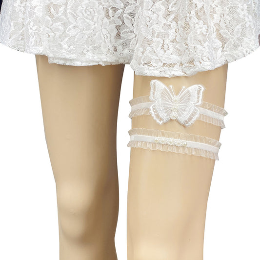 Butterfly Pearl Garter Sexy Elastic Leg Ring