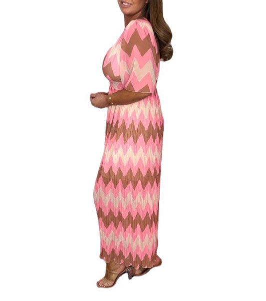 Loose V-neck Printed Dress For Women