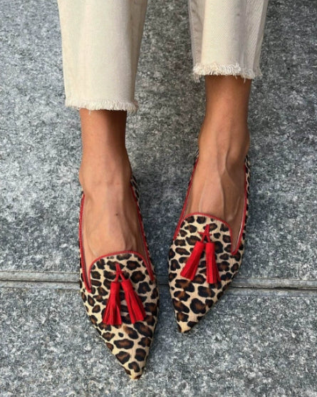 Women's Cows Pattern Tassel Casual Pumps