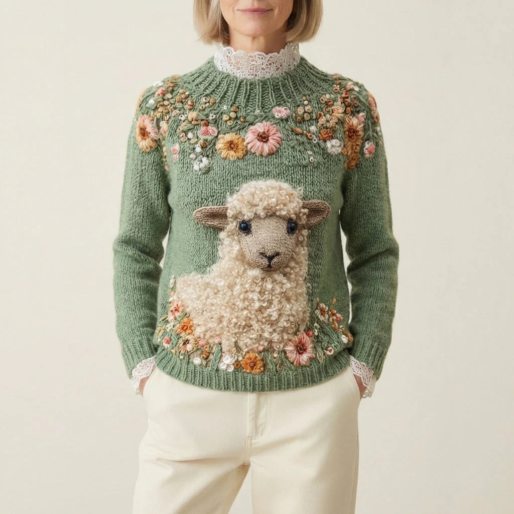 Womens High-neck Pullover Chunky-knit Jacquard Sweater