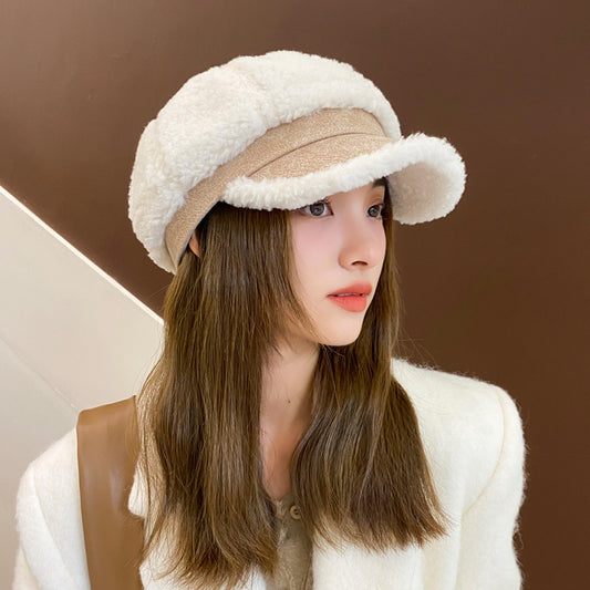Faux Cashmere Fashion Lædermærke Ottekantet Vinter Varm Kasket