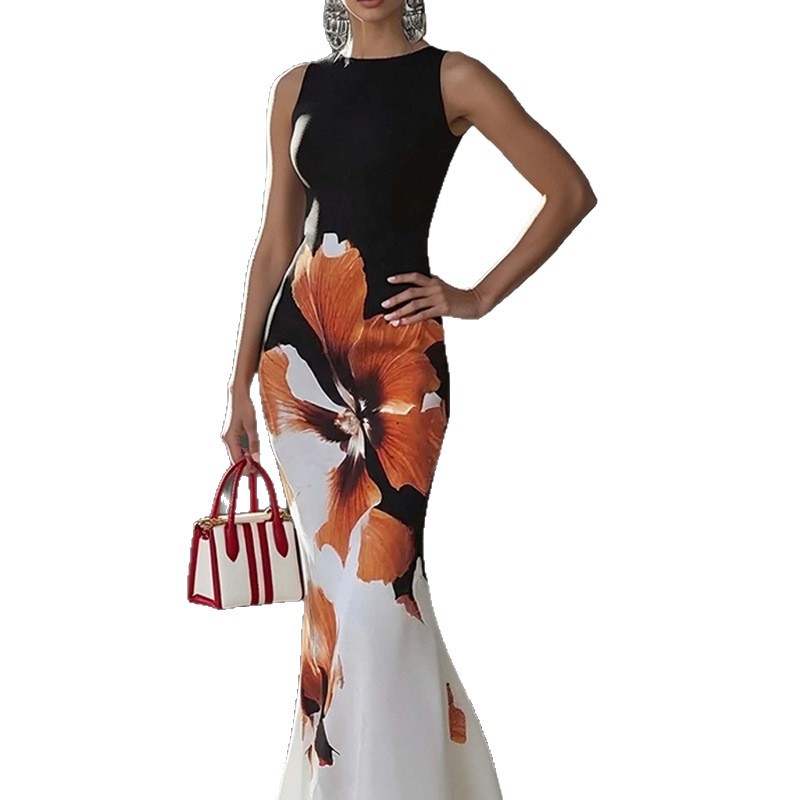 Fashionable And Casual Women's Printed Elegant Sleeveless Dress