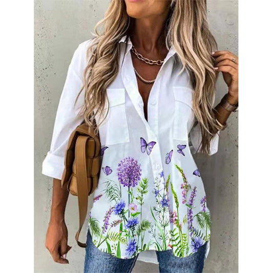 Women's Digital Printing Long Sleeve Shirt Top