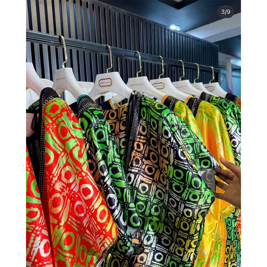 Printed Loose Robe Ethnic-Style Rhinestone-Embellished Plus-Size Dress
