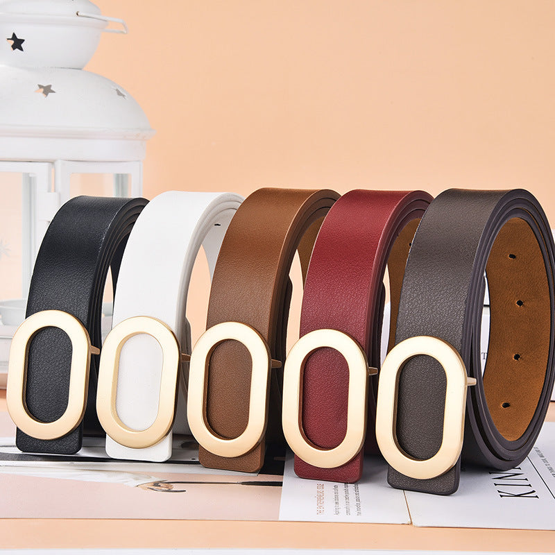 Simple And Versatile Oval Alloy Buckle Ladies Belt