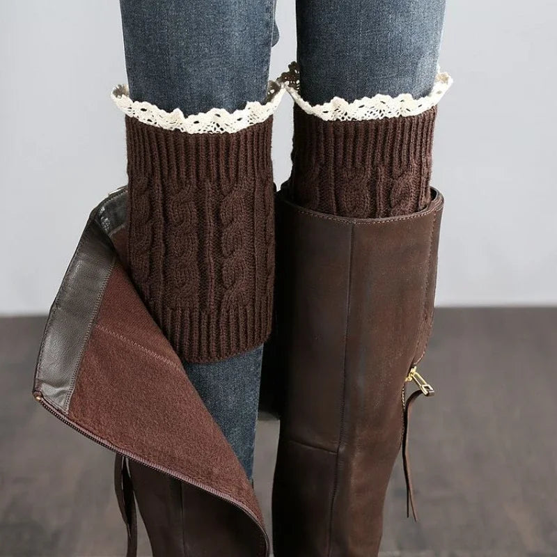Lace Socks Twist Knit Wool Leg Warmers