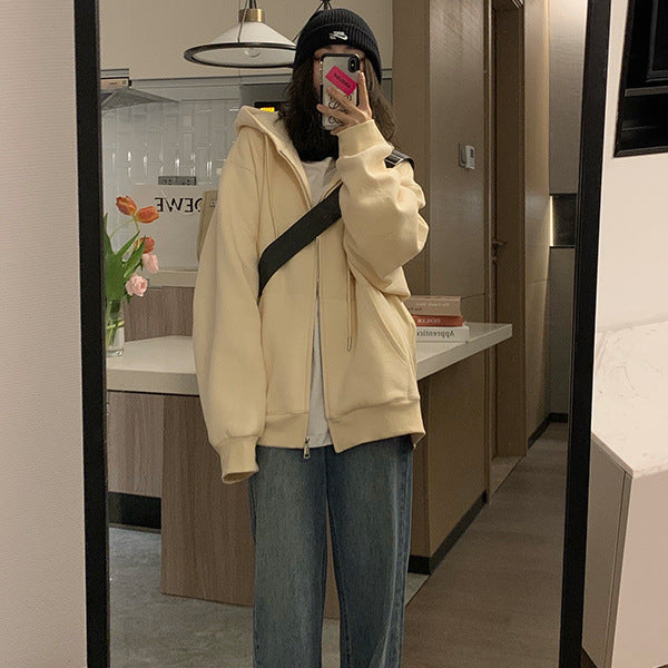 Løs og Hættetrøje Cardigan Sweater Frakke Fortykket Casual Stil