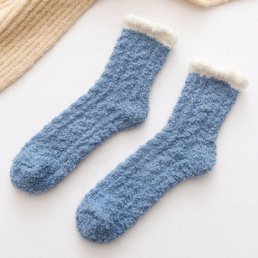 Color Twist Coral Fleece Winter Tube Socks