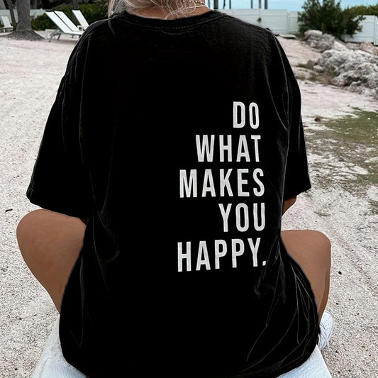 T-shirt til kvinder, DO WHAT-bogstavprint, kortærmet top