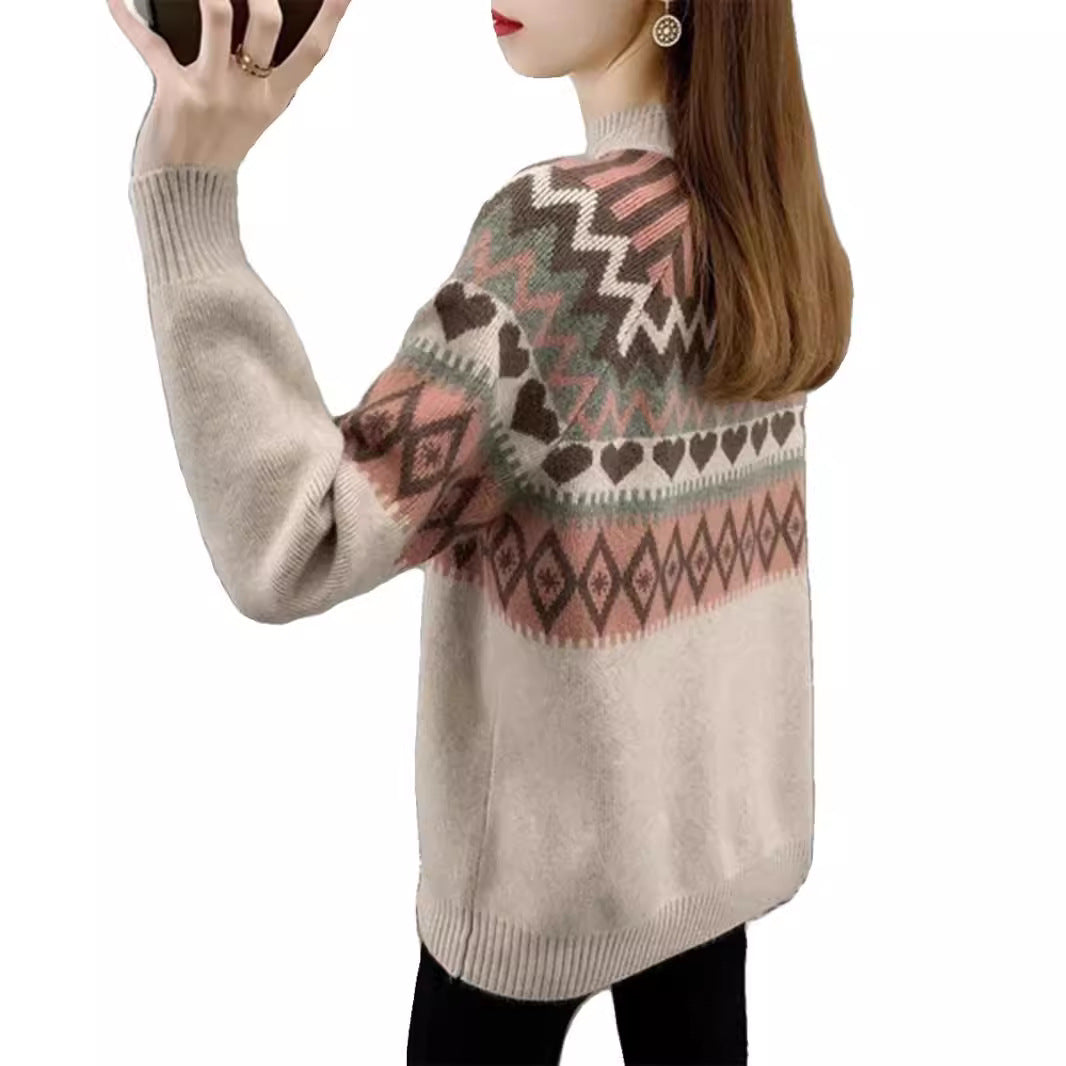 4 Autumn And Winter New Jacquard Inner Cashmere Sweater Thickened
