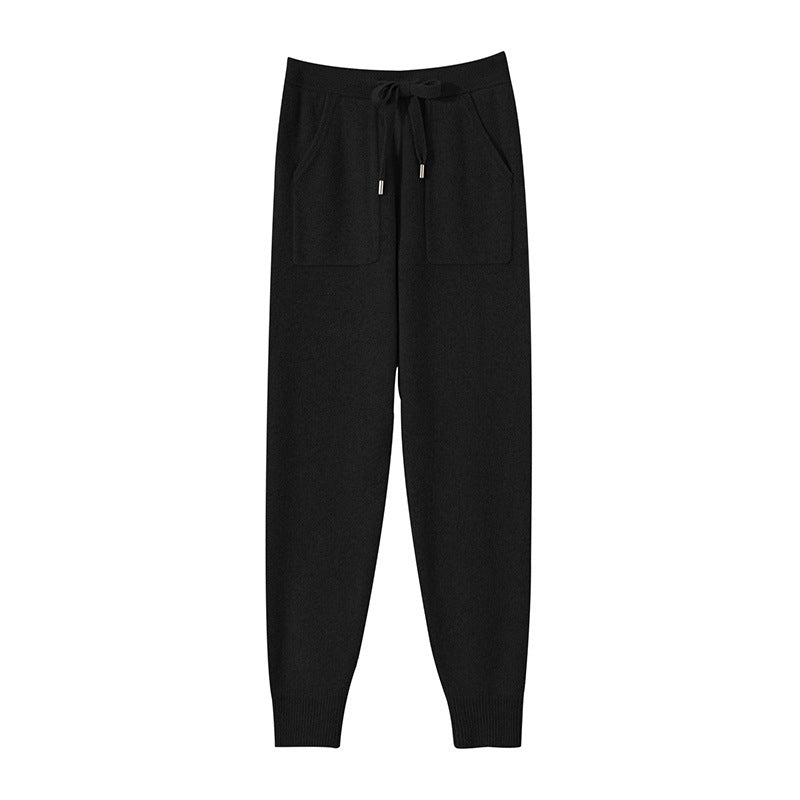 Autumn And Winter New Knit Pants For Women, Draped Casual High-waisted Trendy Slimming Floor-length