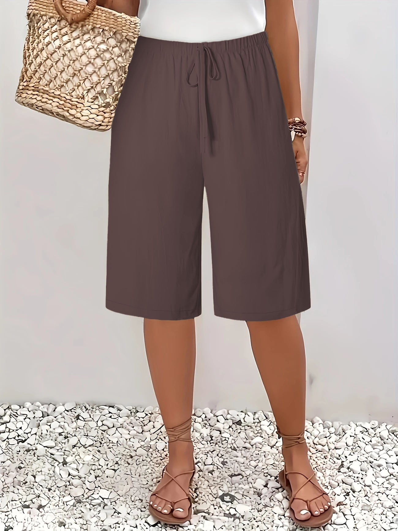 Women's Casual Fashion Solid Color Cropped Pants