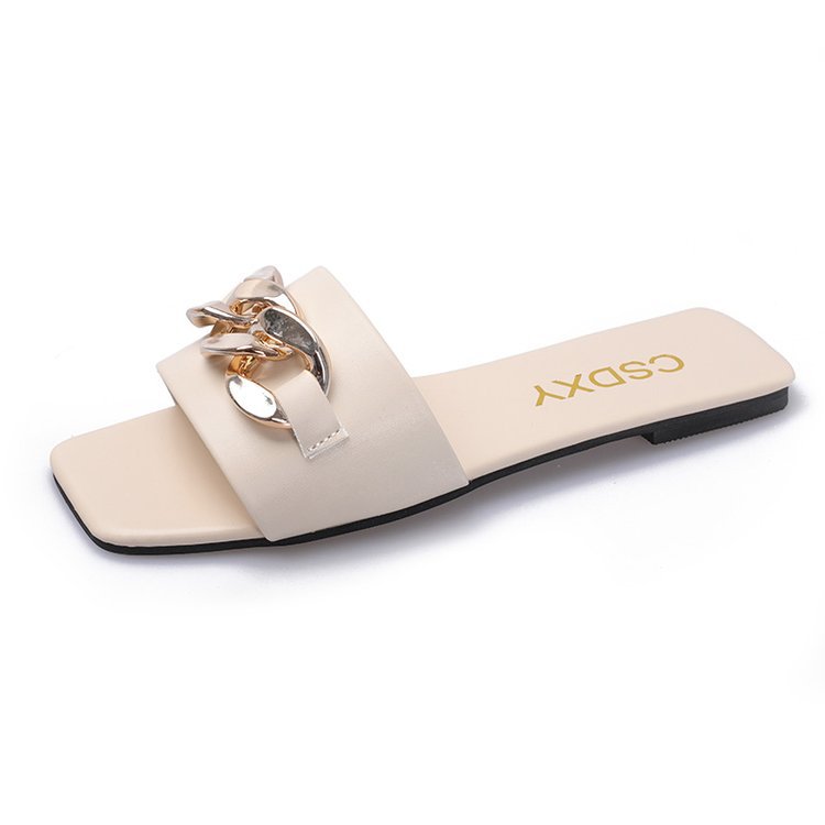 Flat Bottom Sandals And Slippers Women Wear Fashionable Metal Buckle