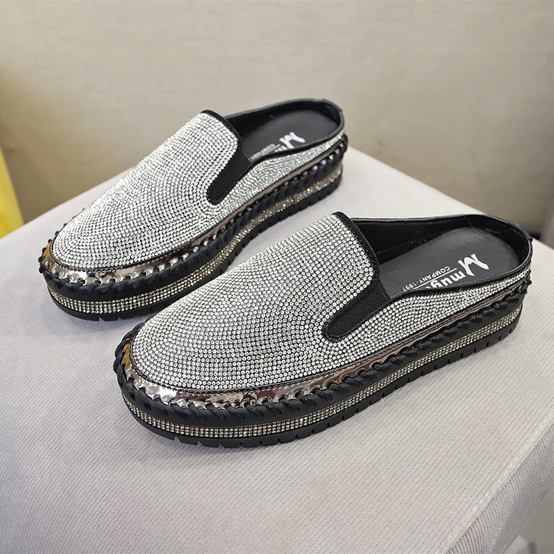 Fashionable All-match Heelless Casual Slip-on Half Drag Large Size Women's Shoes