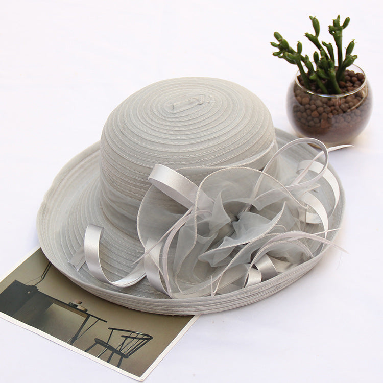 Sun Protection Sun Hat Organza Flower Mesh