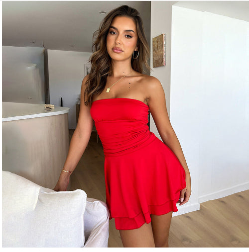 Women's Tube Top Cake Skirt Slim-fit Sheath Dress