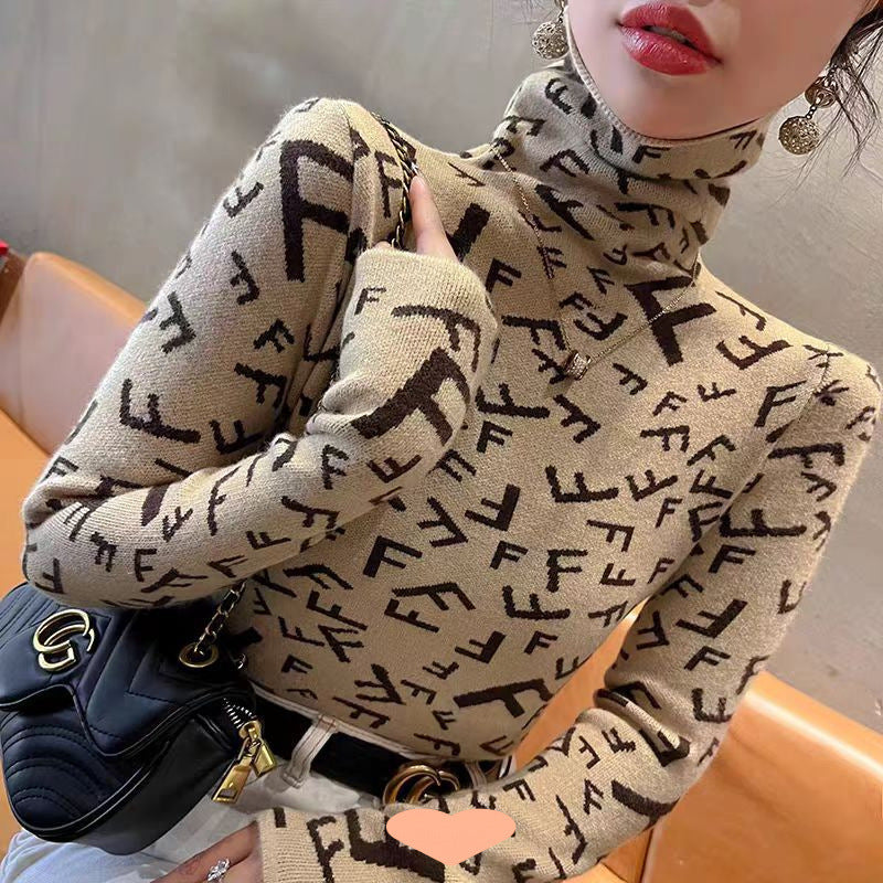 Turtleneck Sweater AutumnWinter Womens Slim-Fit Top