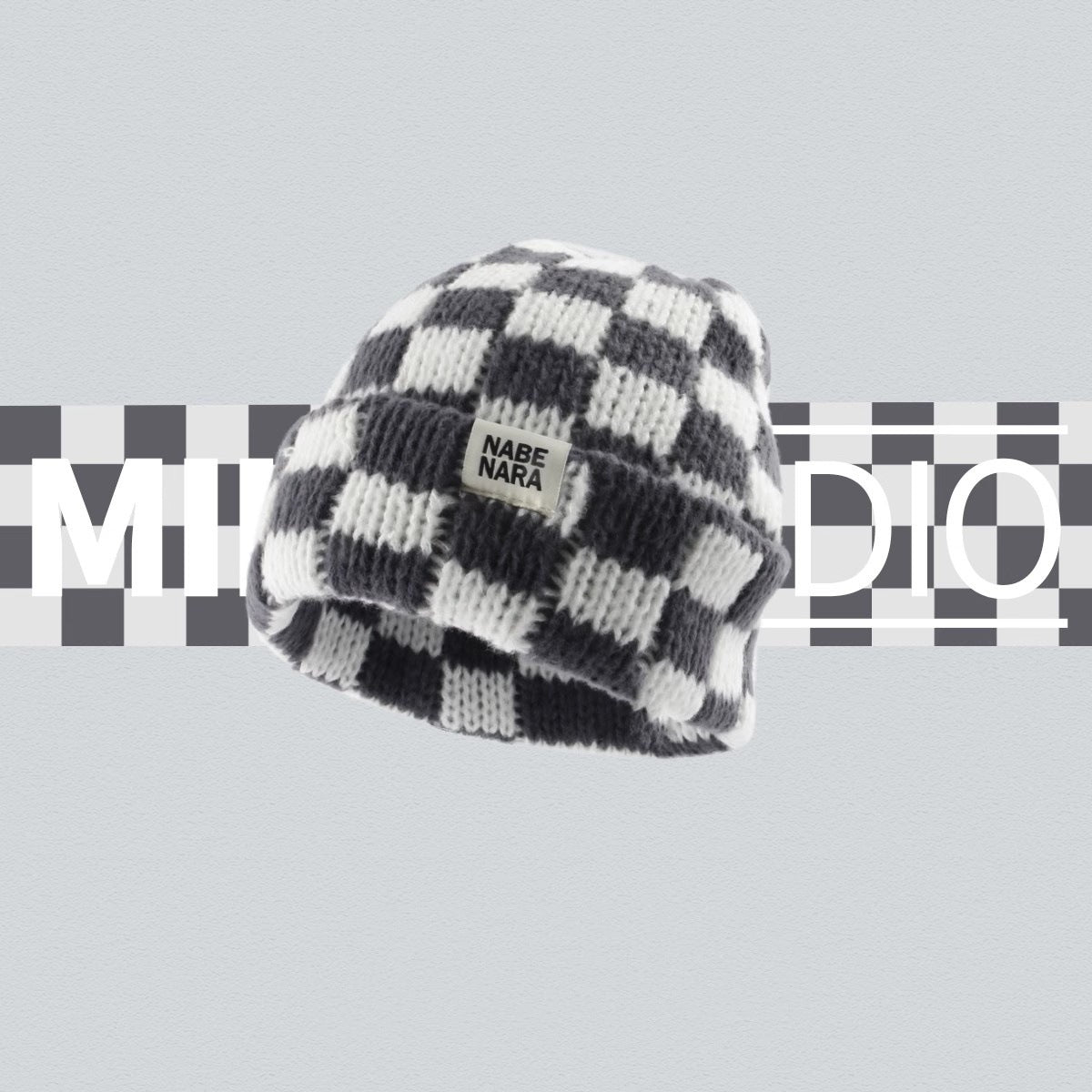 Autumn And Winter Warm Contrast Color Chessboard Plaid Woolen Cap