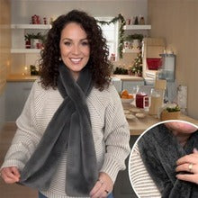 Ultrablødt Faux Fur-tørklæde med skjult lynlåslomme