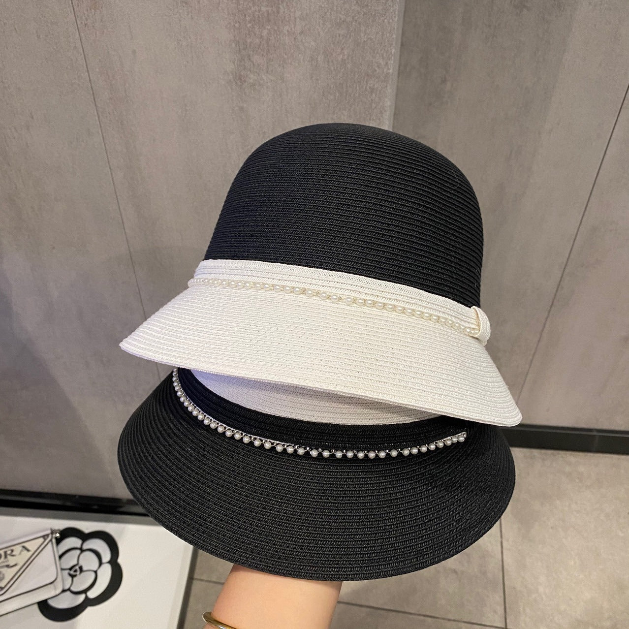 Sunlight Blocker For Summer French Pearl Straw Hat