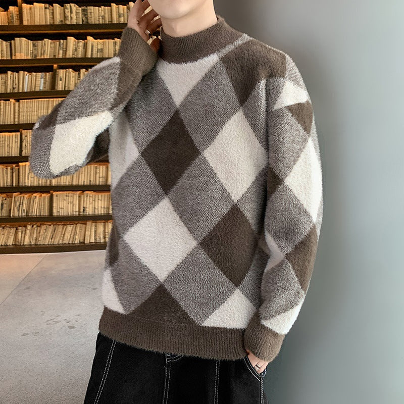 Young Handsome Half Turtleneck Sweater Men's Knitwear Trend Men's Clothing