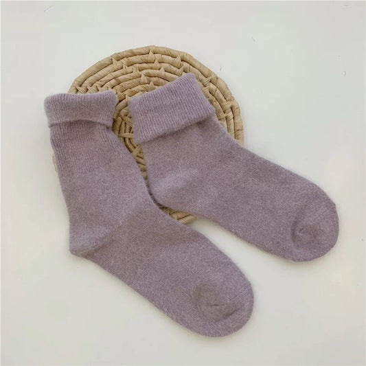 Japanese Winter Solid Color Thickened Warm Rabbit Wool Socks