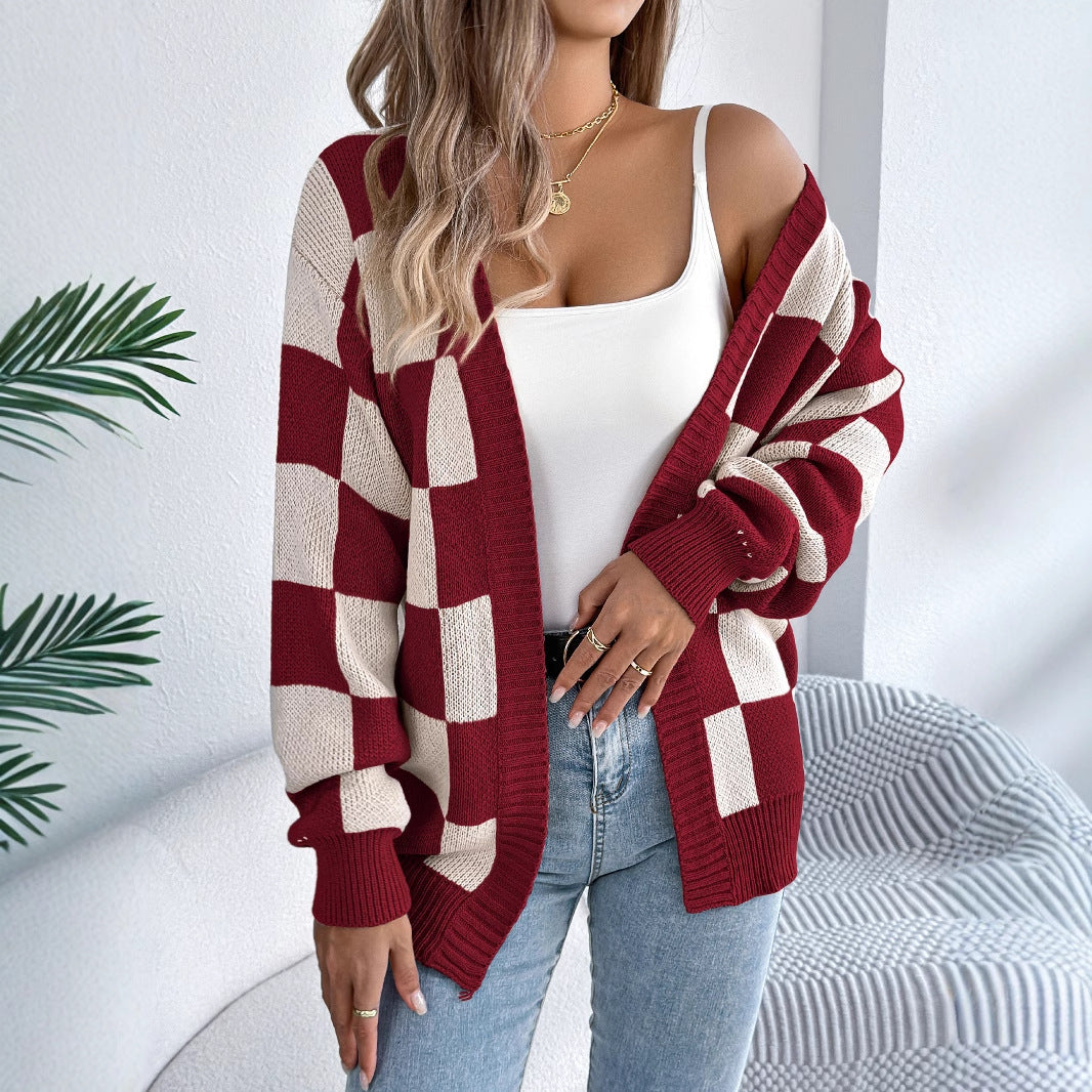 Lantern Sleeve Cardigan Sweater Mid-length Coat