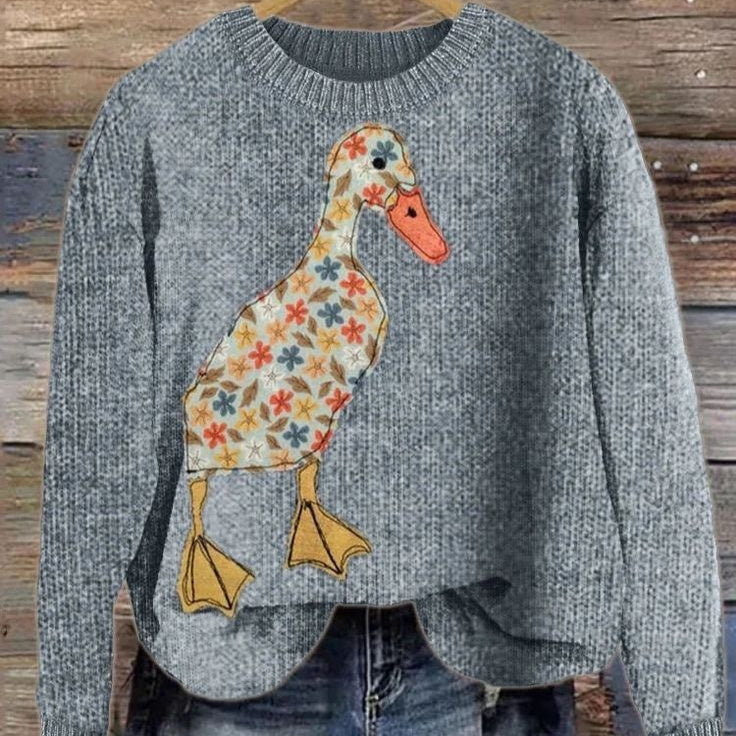 Duck Independent Site Printed Womens Crew Neck Sweater
