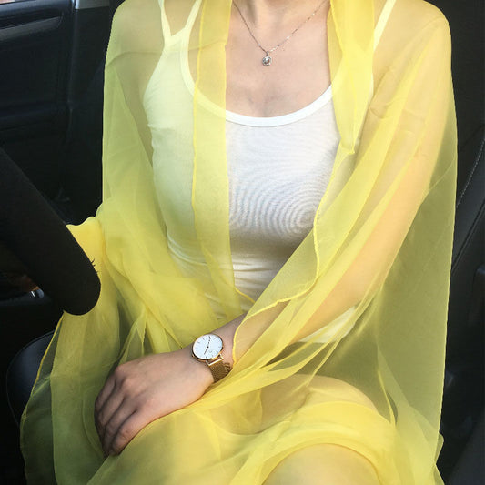 Thin Versatile Solid Color Beach Towel Chiffon Sunscreen Shawl Scarf