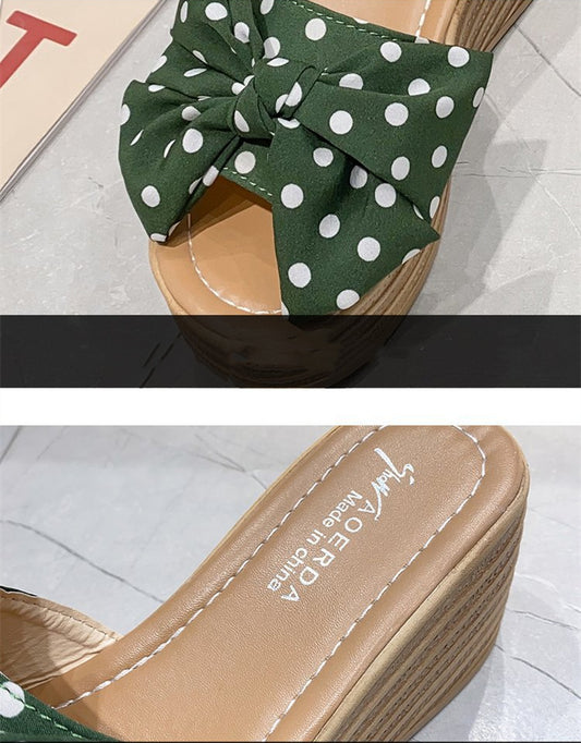 Fashion Word Out Wedge  Toe High Heel Slippers