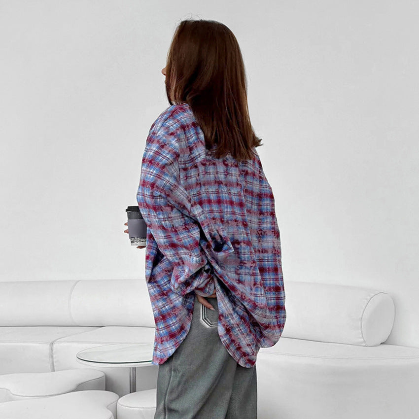 American Contrast Color Casual Shirt