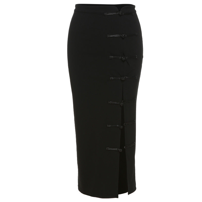 Solid Color Slim High Fanny Pack Hip Fashion Sexy Slit Half Skirt