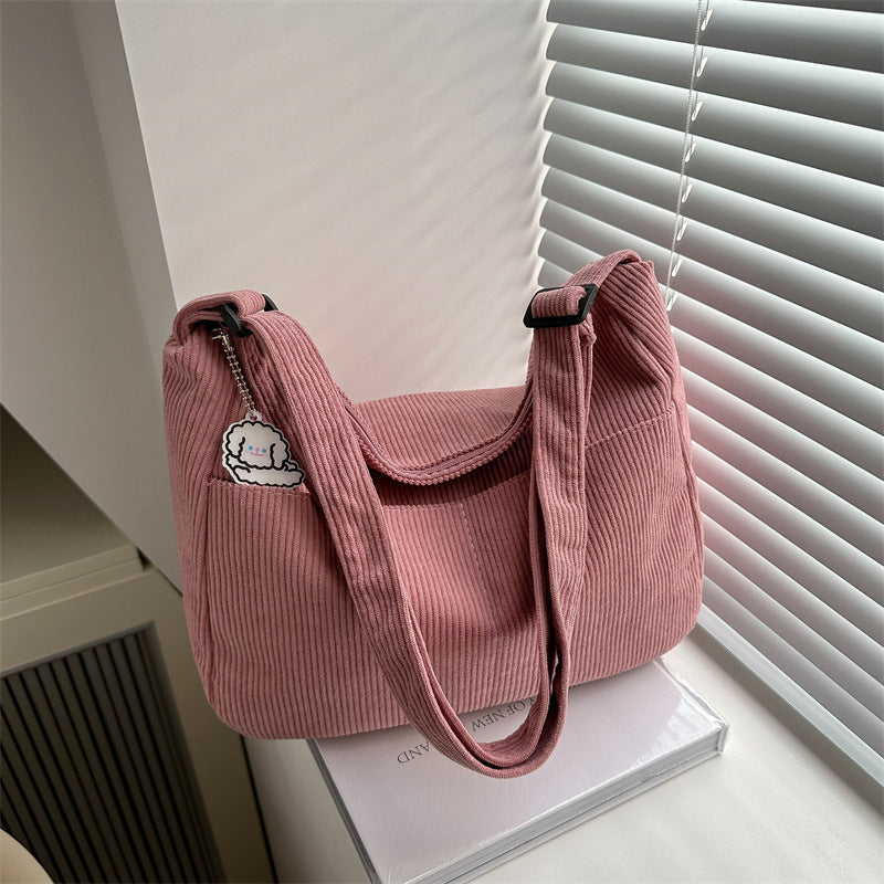Large-capacity Crossbody Bag Korean Style Fashion Commuter Backpack Corduroy Class Bag