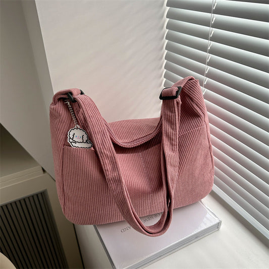 Large-capacity Crossbody Bag Korean Style Fashion Commuter Backpack Corduroy Class Bag