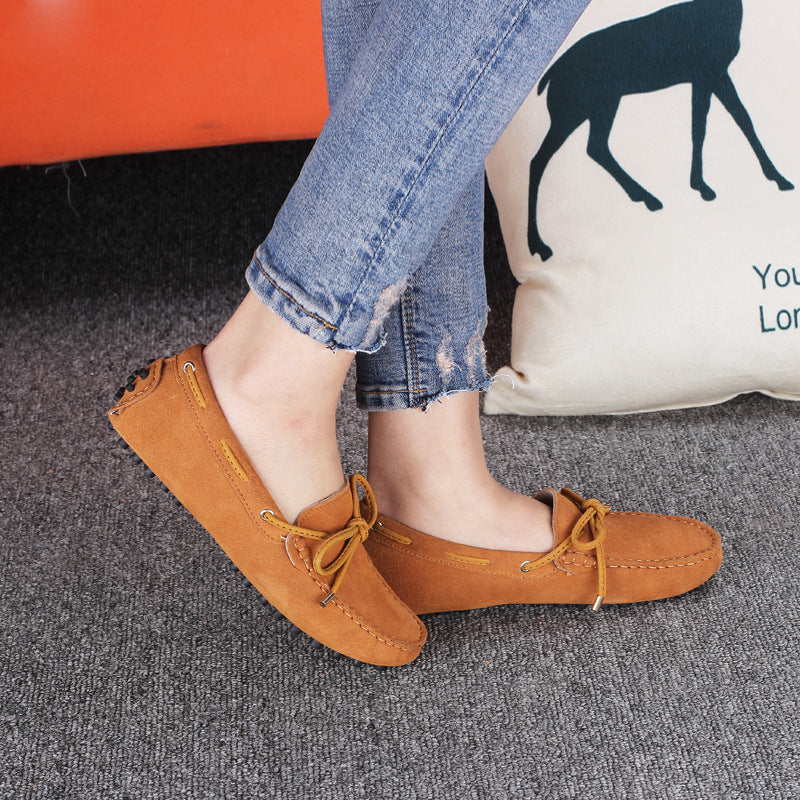 The New Bowknot All-match Leather Breathable Shallow Flat Shoes