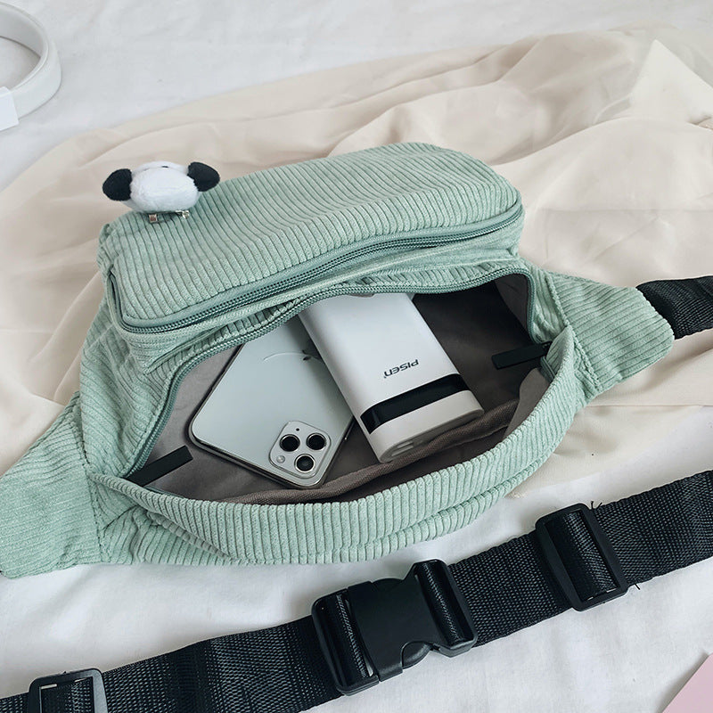 New Style Velvet Personality One Shoulder Cross Body Waist Bag Fashion