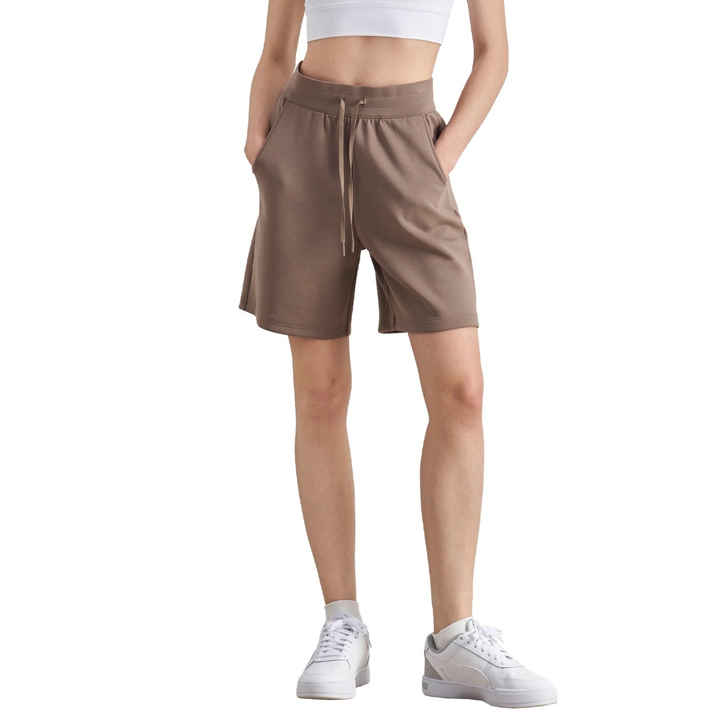 Løse løbeshorts med lagdelte, fempunkts fritidsfitnessshorts