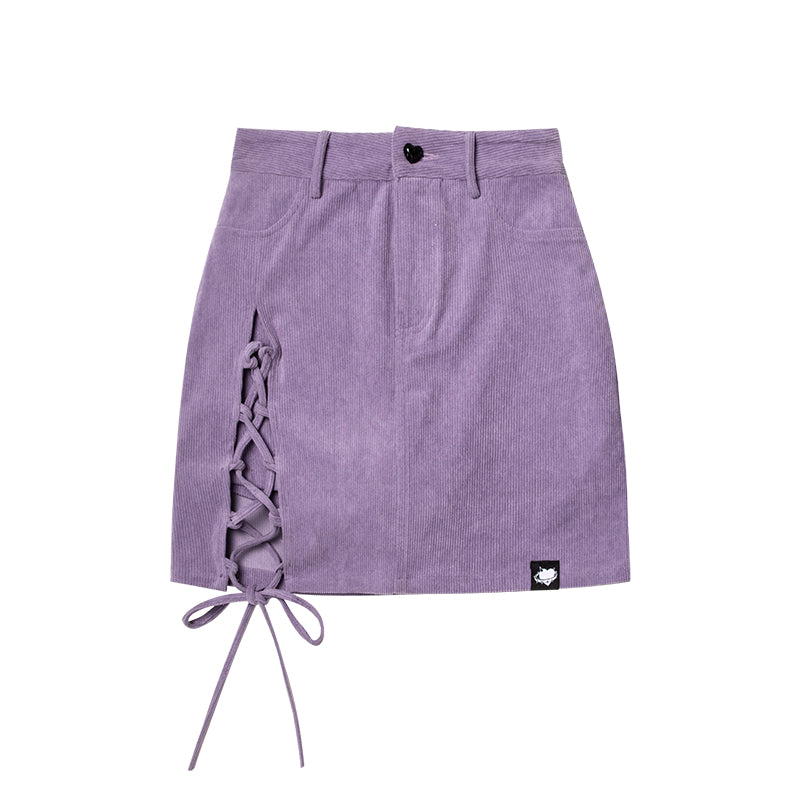 Women's Elastic Corduroy Strap Buttocks Pants Skirt