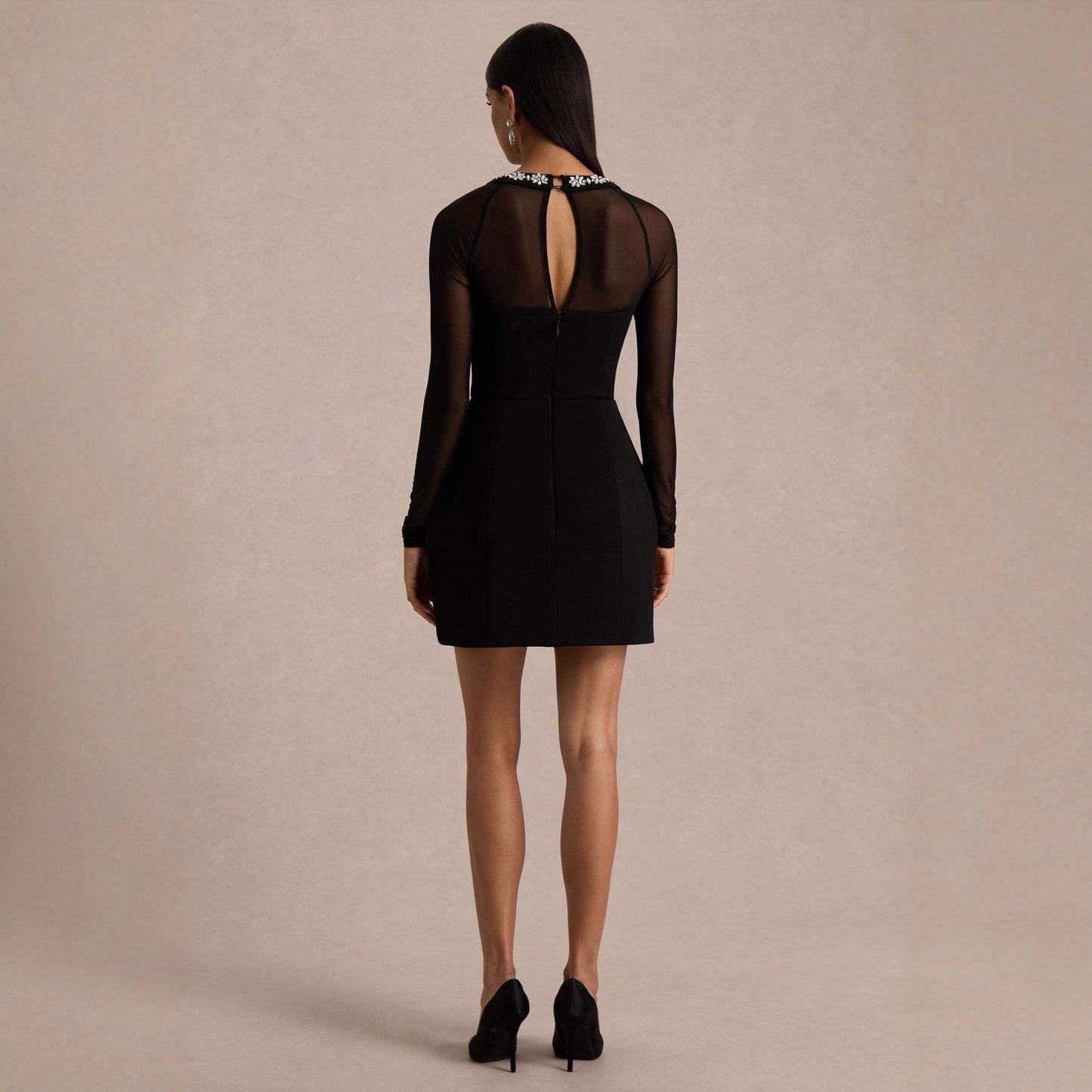 Womens Sexy Mesh Patchwork Rhinestone Dress
