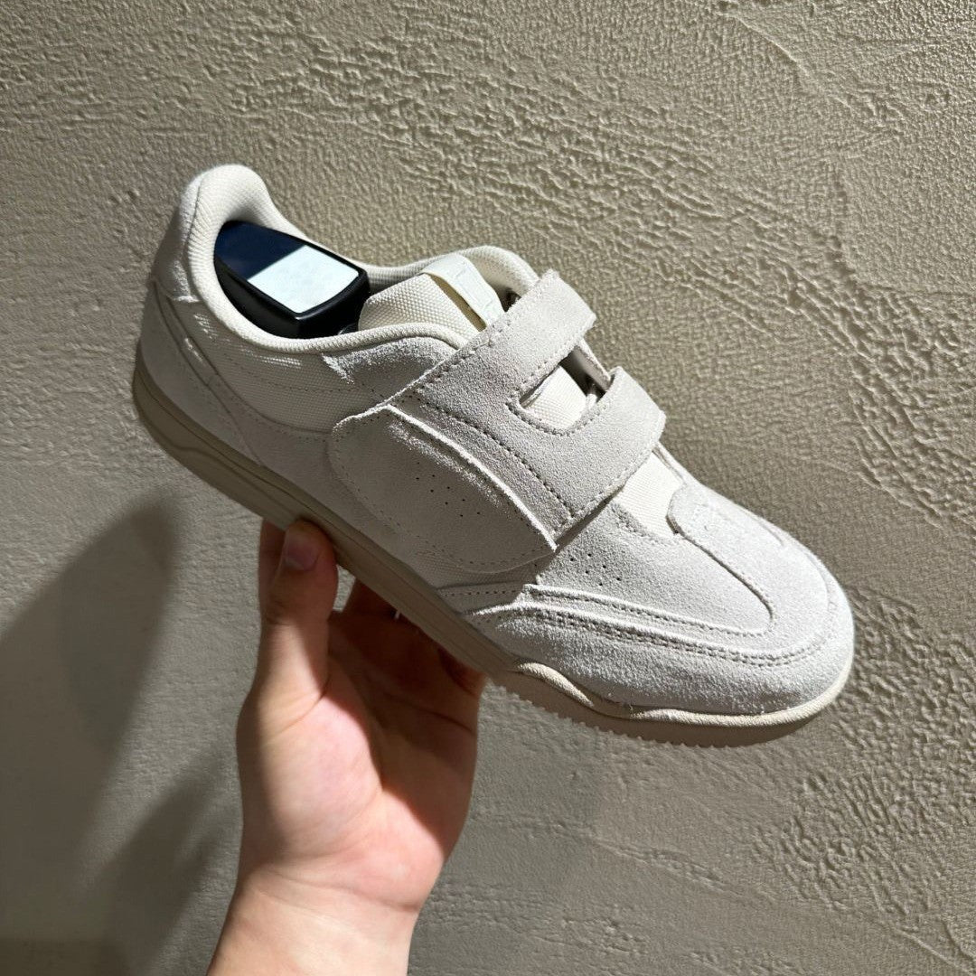 Niche Leather Velcro Round Toe Women's Board Shoes