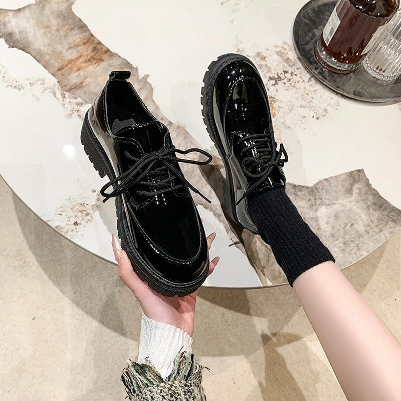 Plus Size Platform Snøresko Loafers i Læder til Kvinder