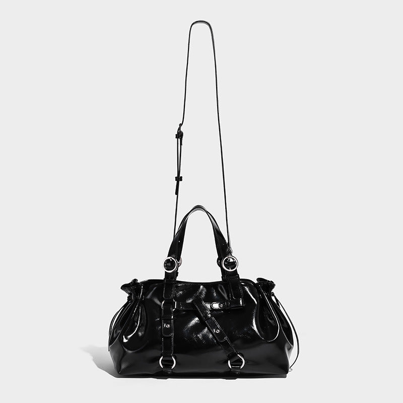 Versatile Oil Wax Leather Commuter ShoulderCrossbody Bag