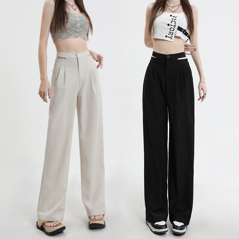 High Waist Slimming Narrow Straight Wide Leg Pants