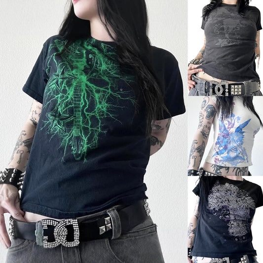 Womens Printed Short-sleeve T-shirt Top